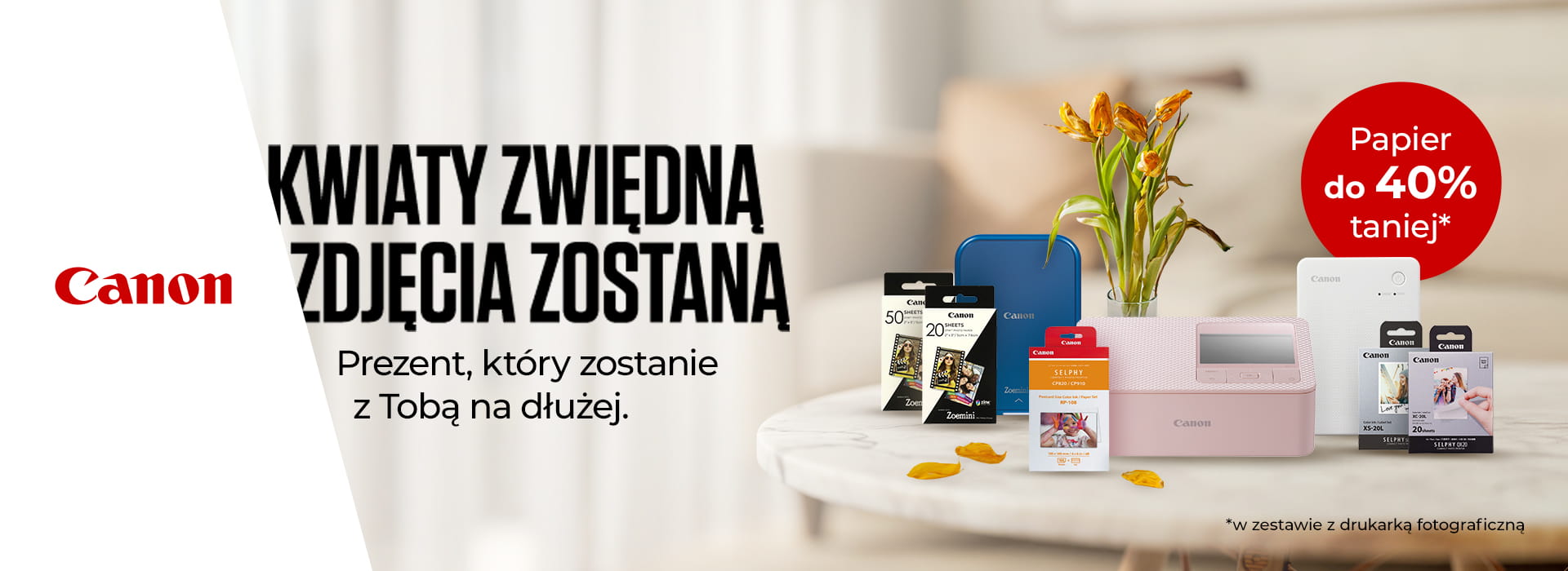 Drukarki natychmiastowe Canon z rabatem 40% na papier